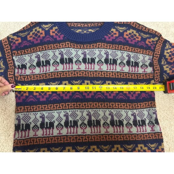 Alpaca Vibrant Cozy Geometric Alpaca Knit Crew Neck Sweater Men's Size M - Picture 4 of 5